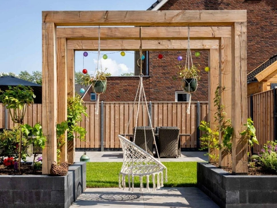 Stapelblok Palissade 15 x 15 cm (150 x 150 mm) Zwart - Lengte 30 cm - Afbeelding 3